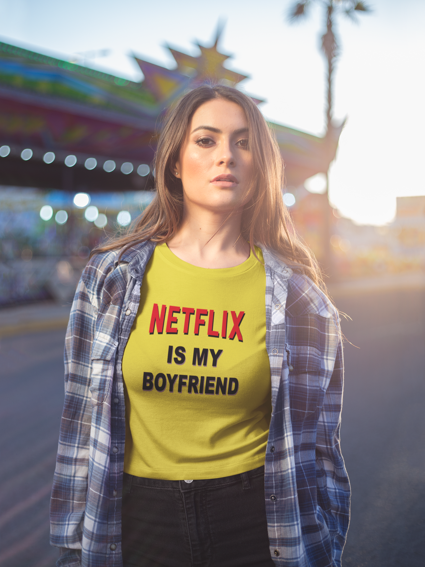 Netflix Is My Boyfriend Quotes Women Crop Top- FunkyTeesClub