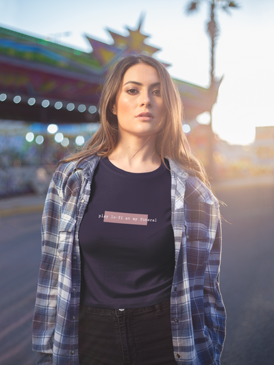 Play Lofi At My Funeral Minimals Women Crop Top- FunkyTeesClub