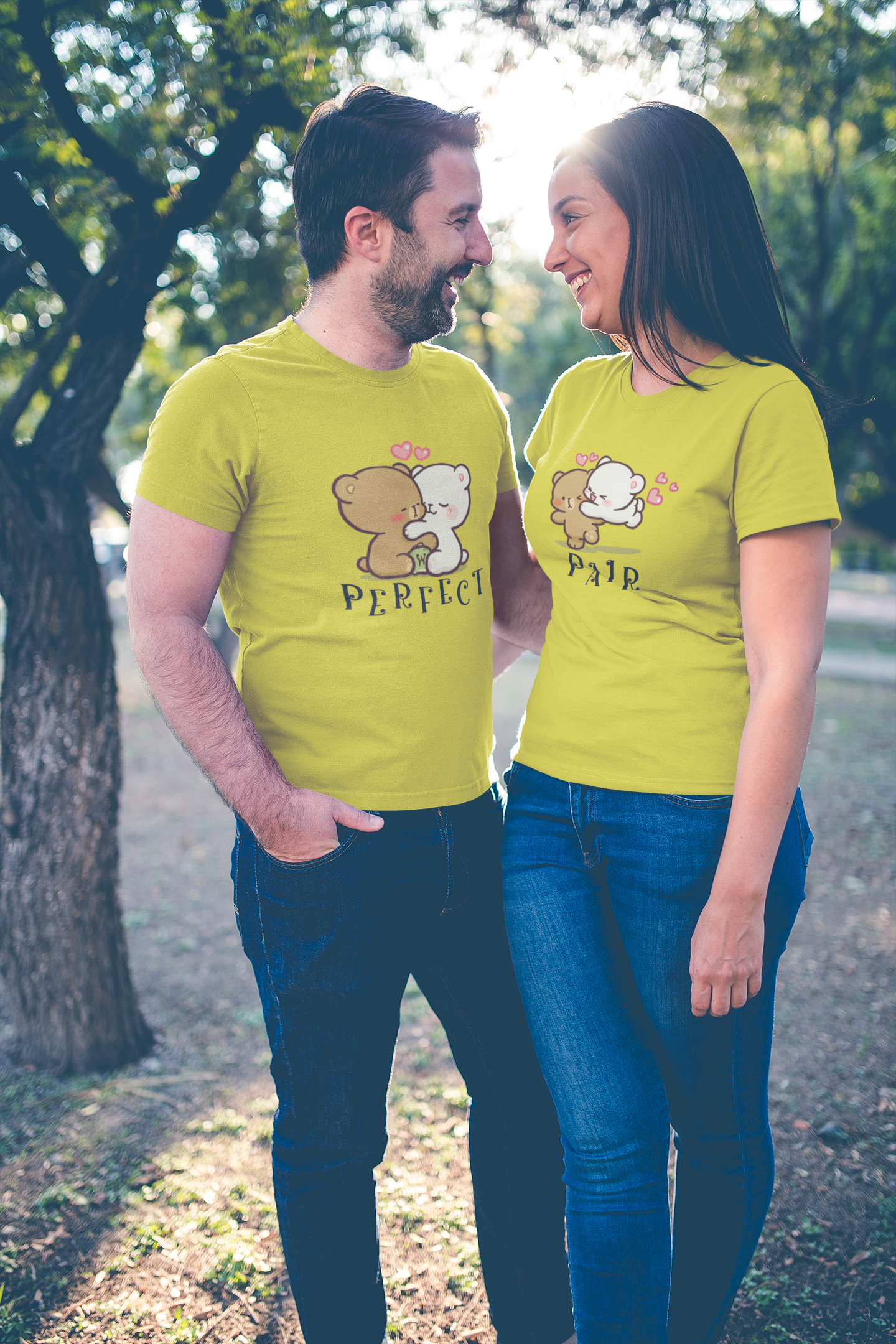 Prefect Pair Couple Half Sleeves T-Shirts -FunkyTeesClub