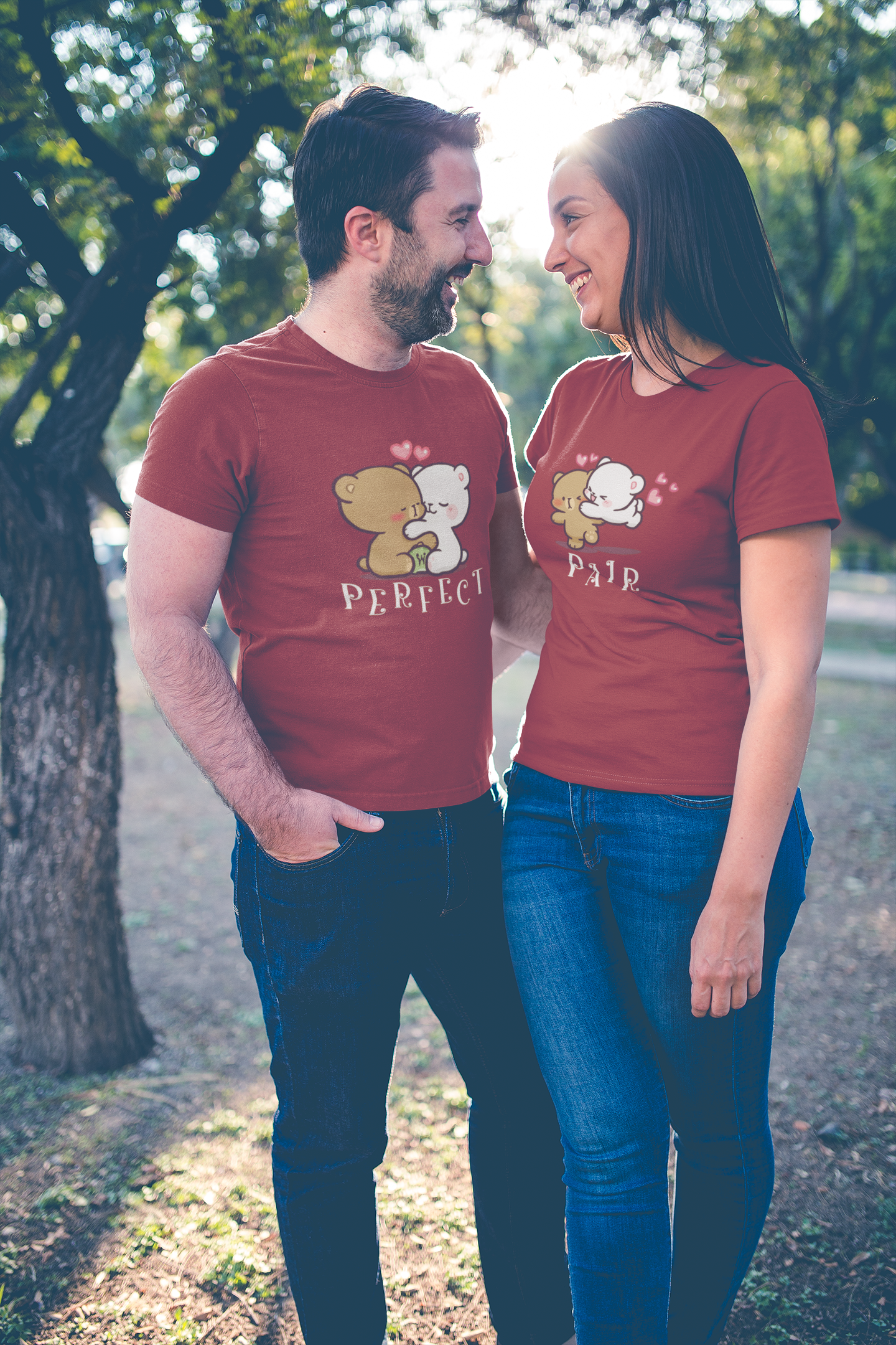 Prefect Pair Couple Half Sleeves T-Shirts -FunkyTeesClub