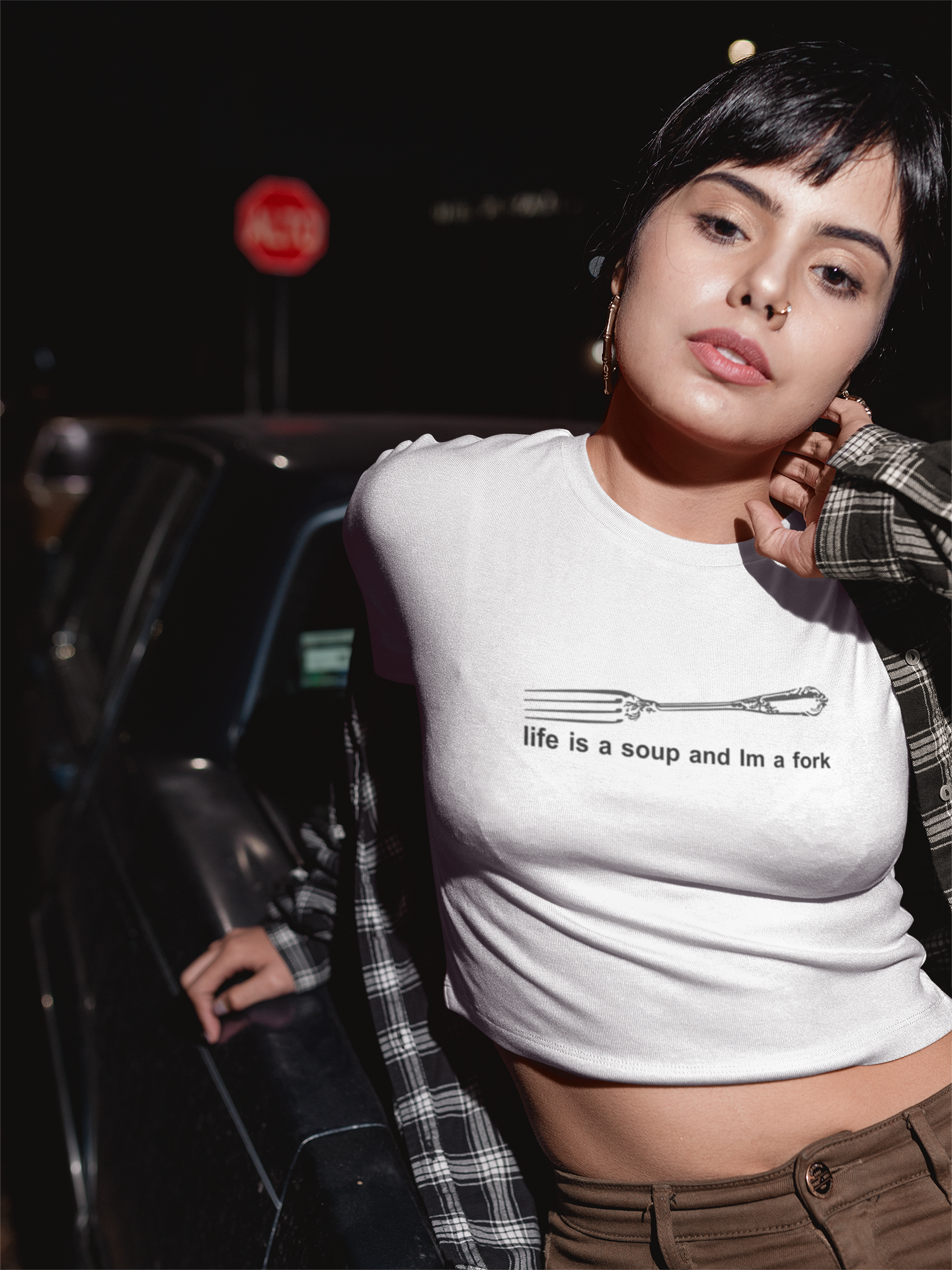 Life Is A Soup And I Am Fork Quotes Women Crop Top- FunkyTeesClub