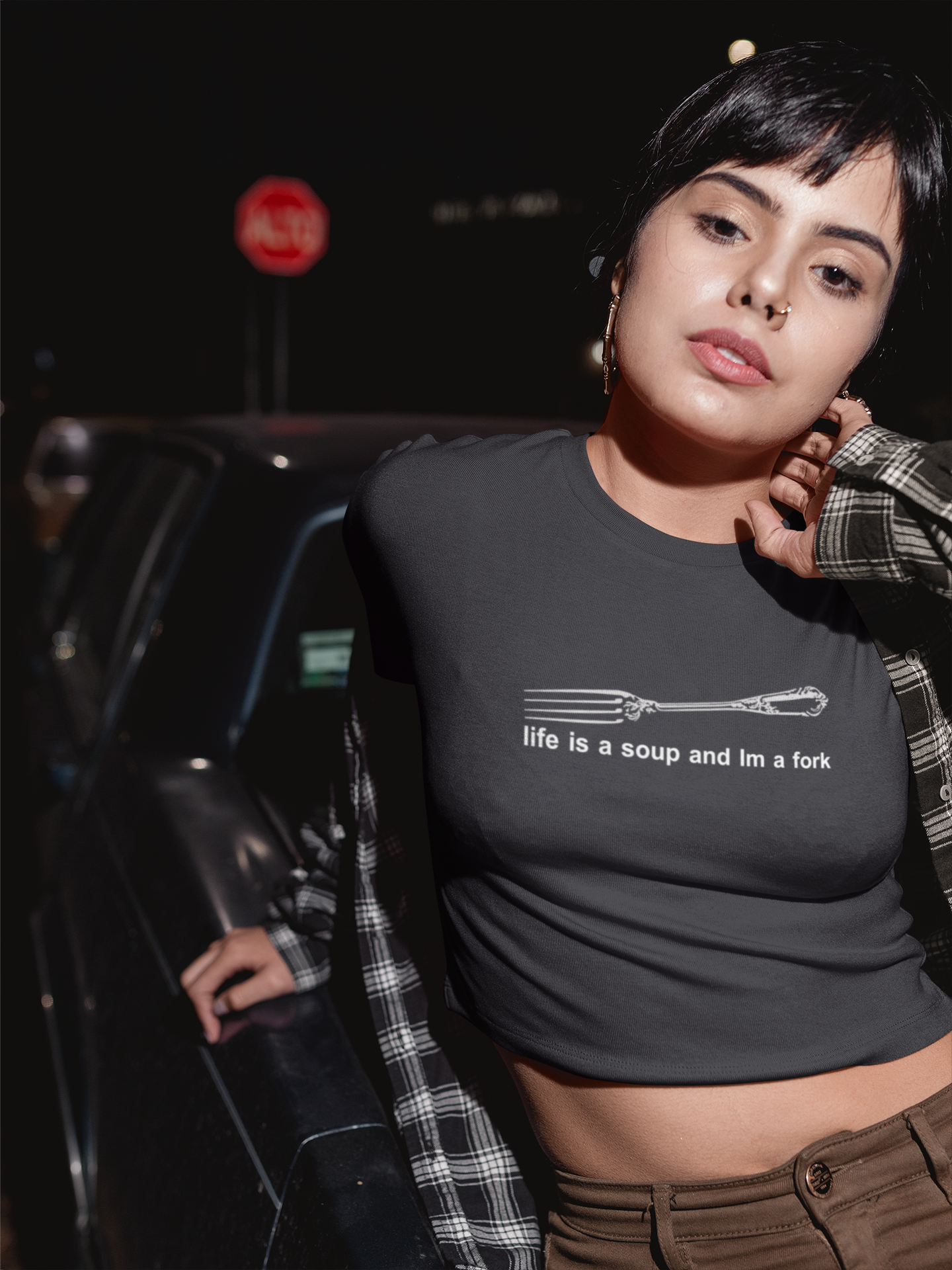 Life Is A Soup And I Am Fork Quotes Women Crop Top- FunkyTeesClub