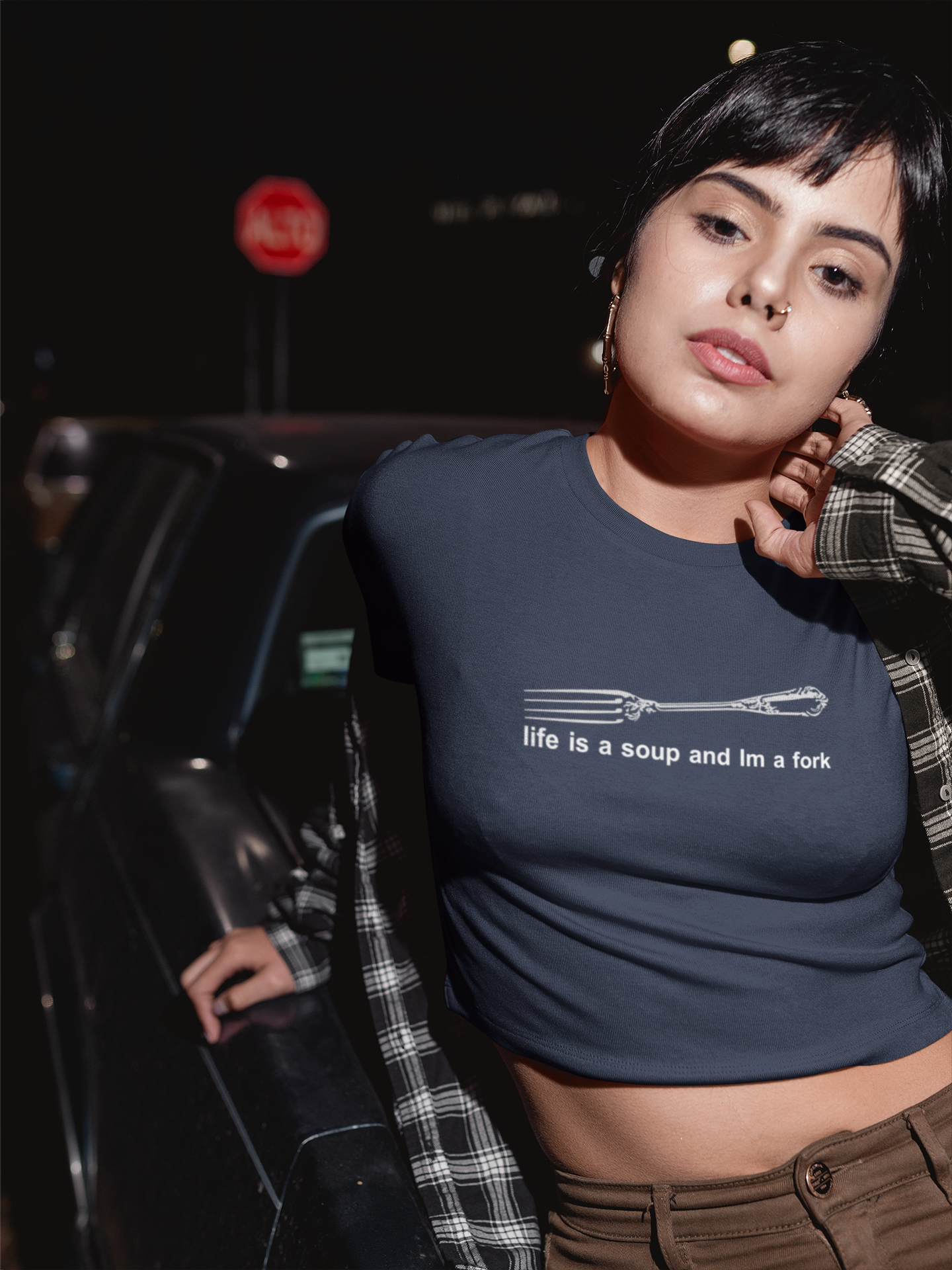 Life Is A Soup And I Am Fork Quotes Women Crop Top- FunkyTeesClub