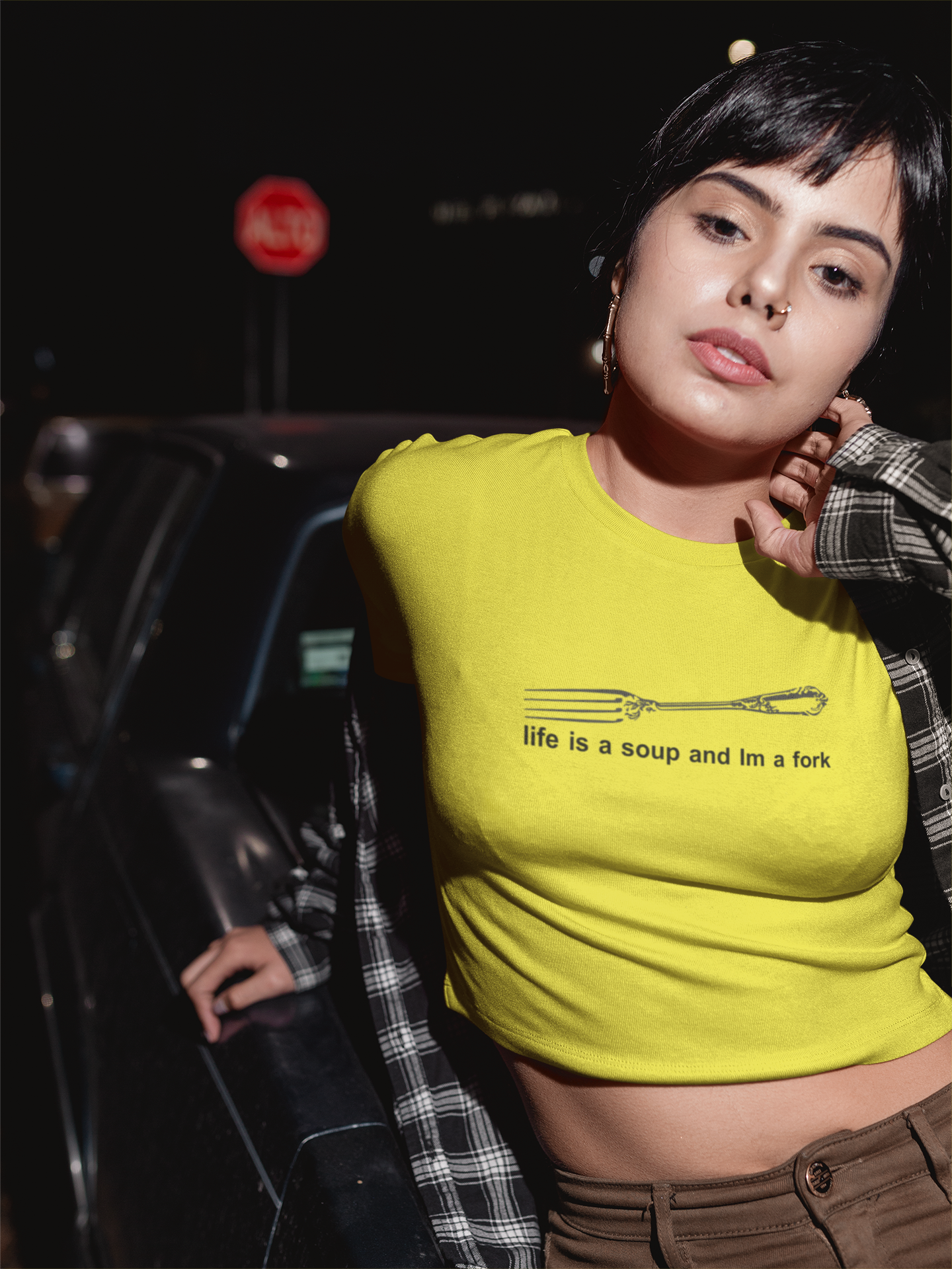 Life Is A Soup And I Am Fork Quotes Women Crop Top- FunkyTeesClub