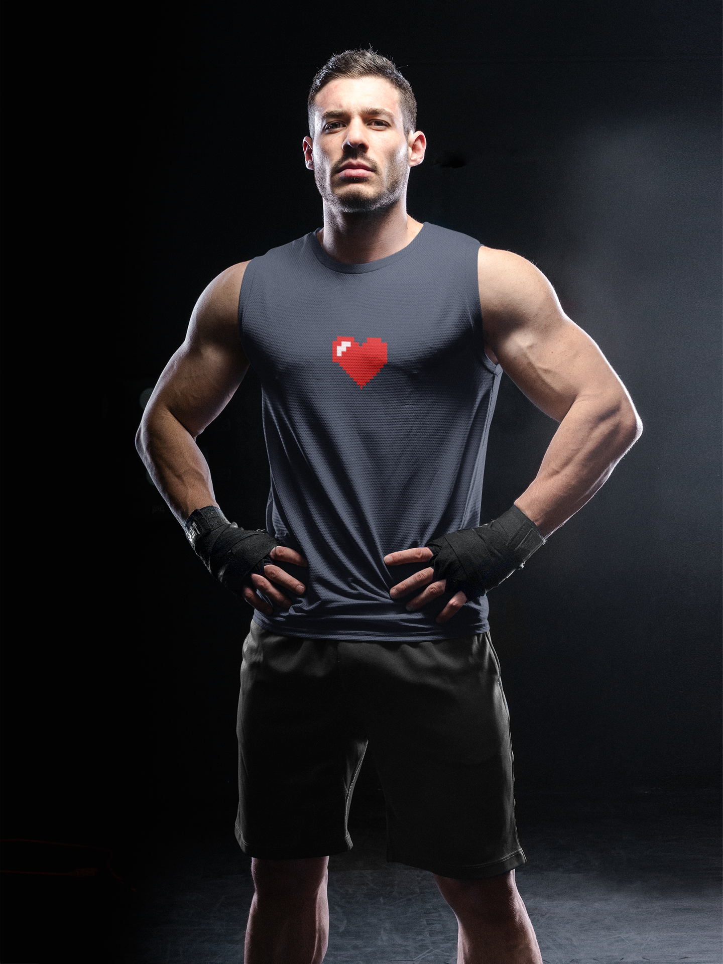8 Bit Heart Minimal Men Sleeveless T-Shirts-FunkyTeesClub