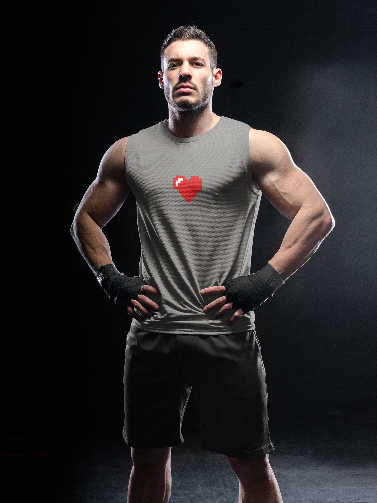 8 Bit Heart Minimal Men Sleeveless T-Shirts-FunkyTeesClub