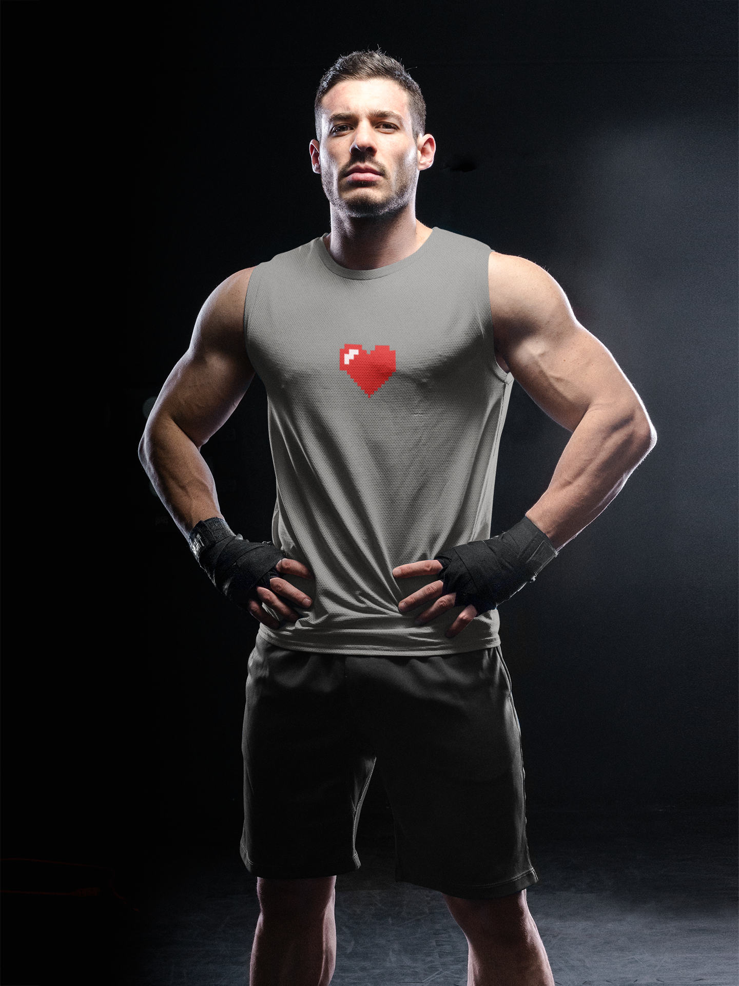 8 Bit Heart Minimal Men Gym Vest-FunkyTeesClub