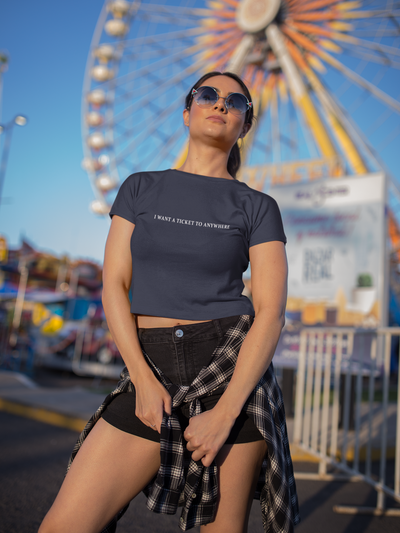 I Want Ticket Minimals Women Crop Top- FunkyTeesClub
