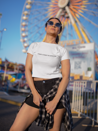 I Want Ticket Minimals Women Crop Top- FunkyTeesClub
