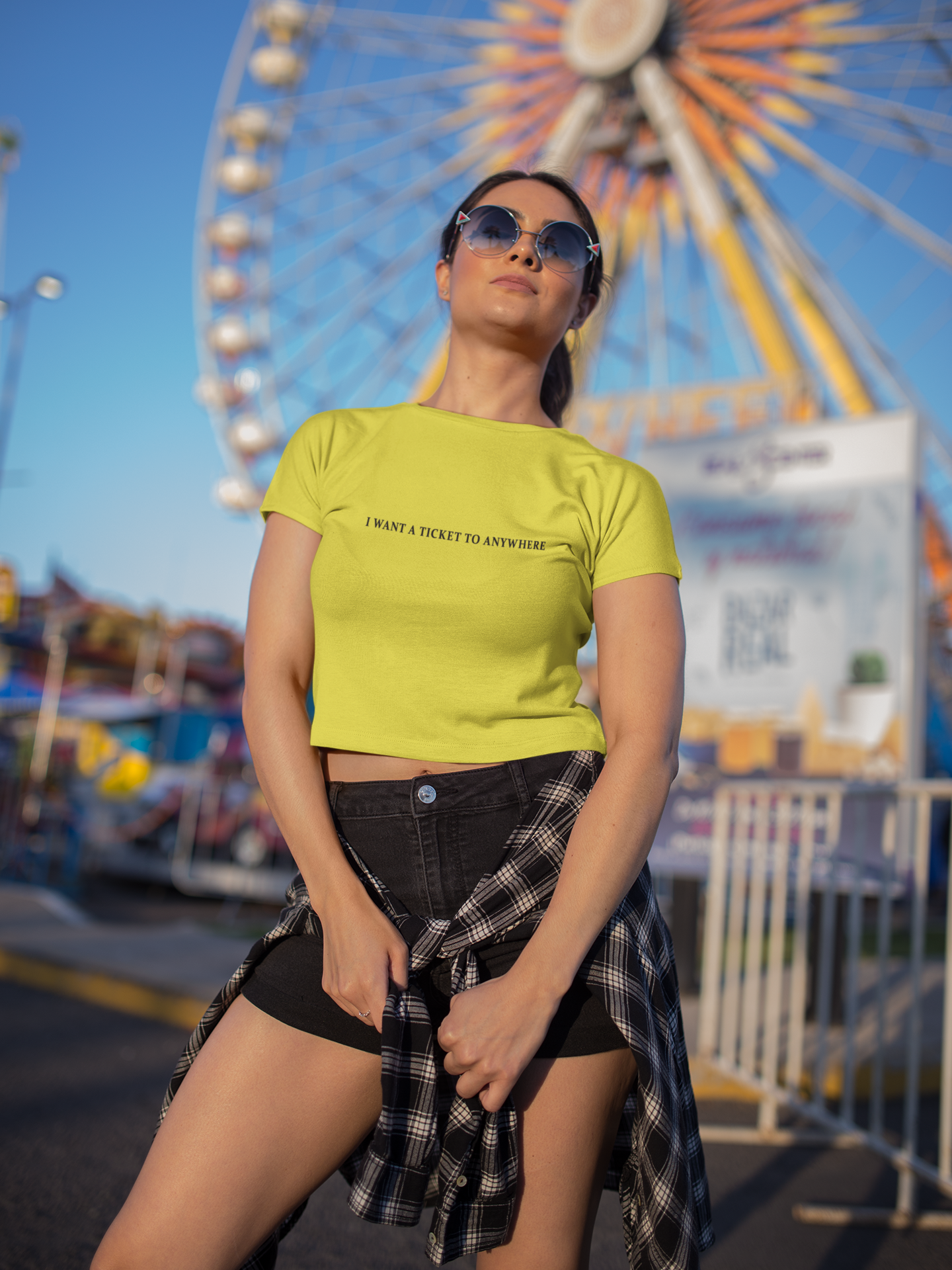 I Want Ticket Minimals Women Crop Top- FunkyTeesClub