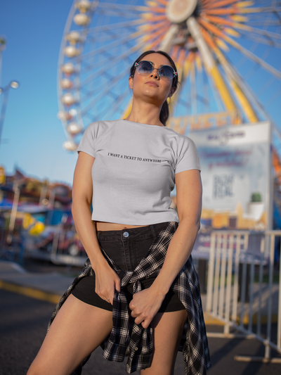 I Want Ticket Minimals Women Crop Top- FunkyTeesClub