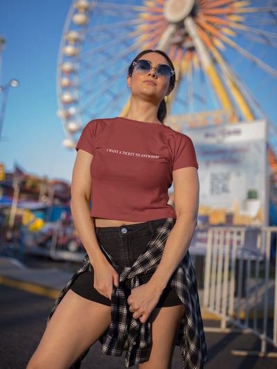 I Want Ticket Minimals Women Crop Top- FunkyTeesClub
