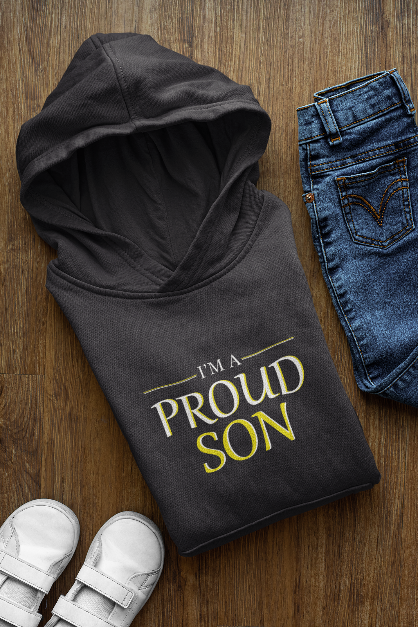 Proud Dad Father and Son Black Matching Hoodies- FunkyTeesClub