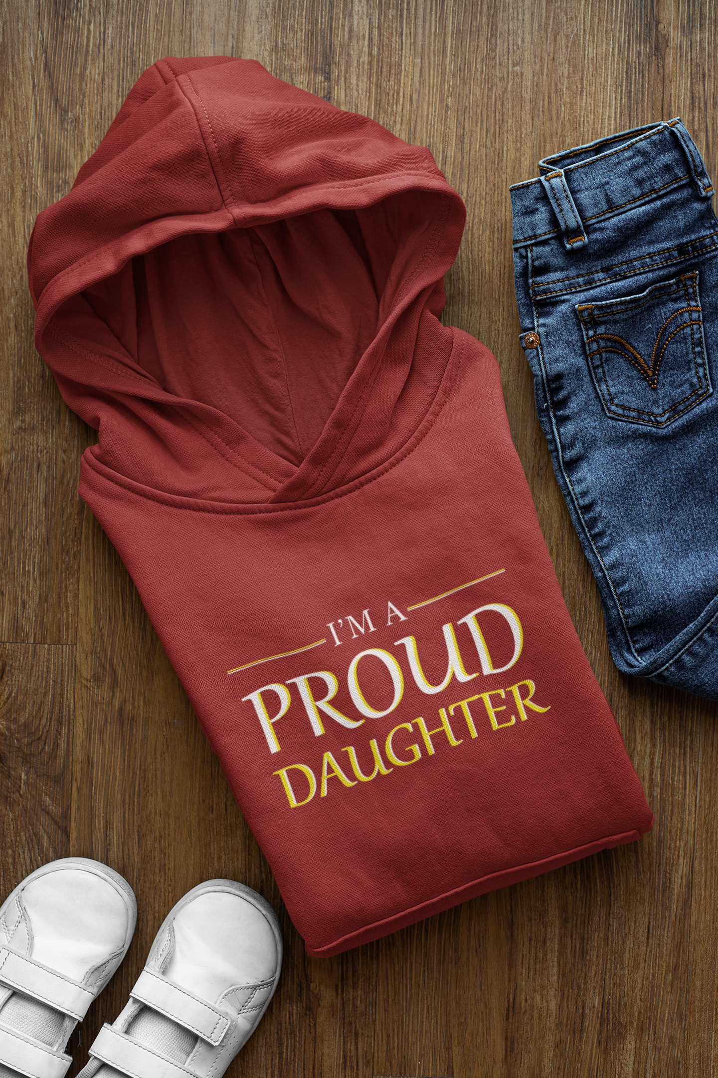 Proud Dad Father and Daughter Red Matching Hoodies- FunkyTeesClub