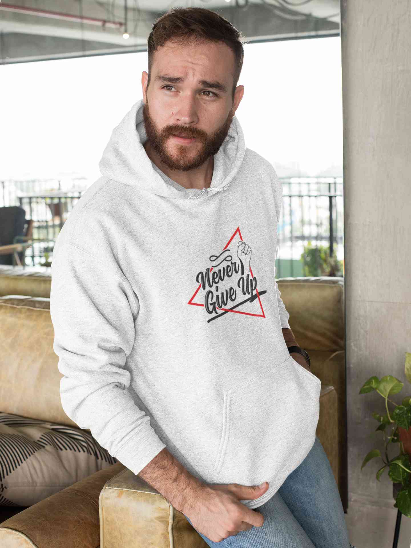 Never Give Up Men Hoodies-FunkyTeesClub