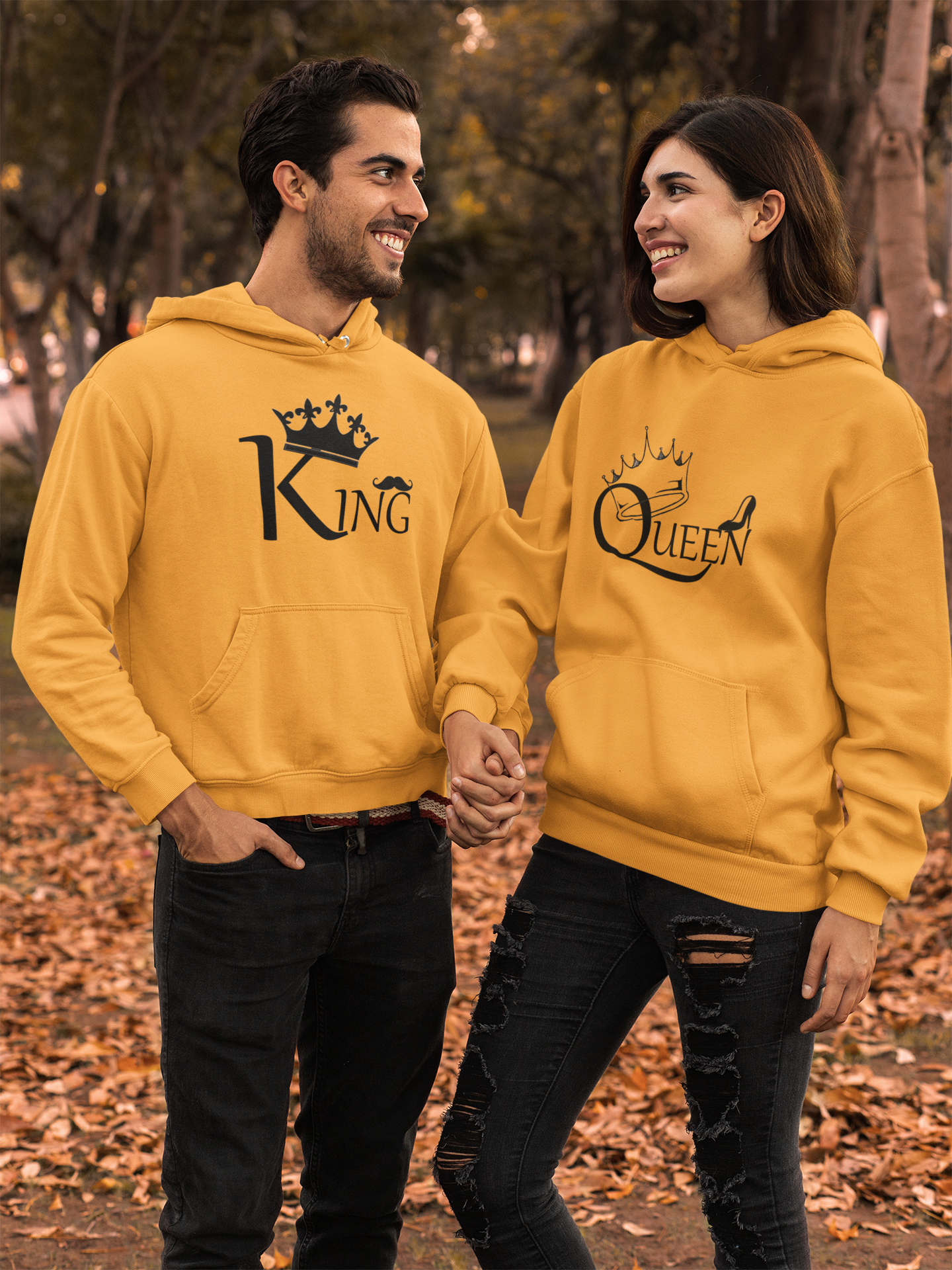 Queen King Couple Hoodie-FunkyTeesClub