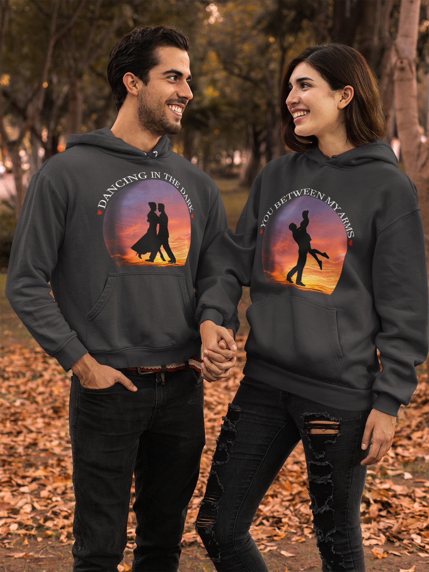 Dancing In The Dark You Between My Arms Couple Hoodie-FunkyTeesClub