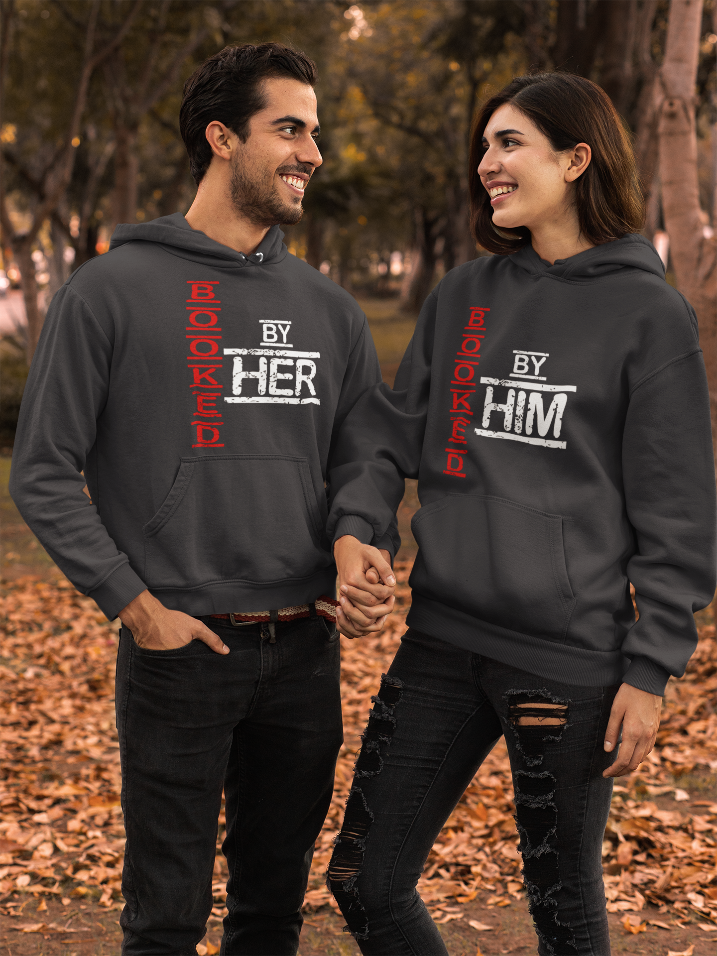 Booked By Him Her Couple Hoodie-FunkyTeesClub