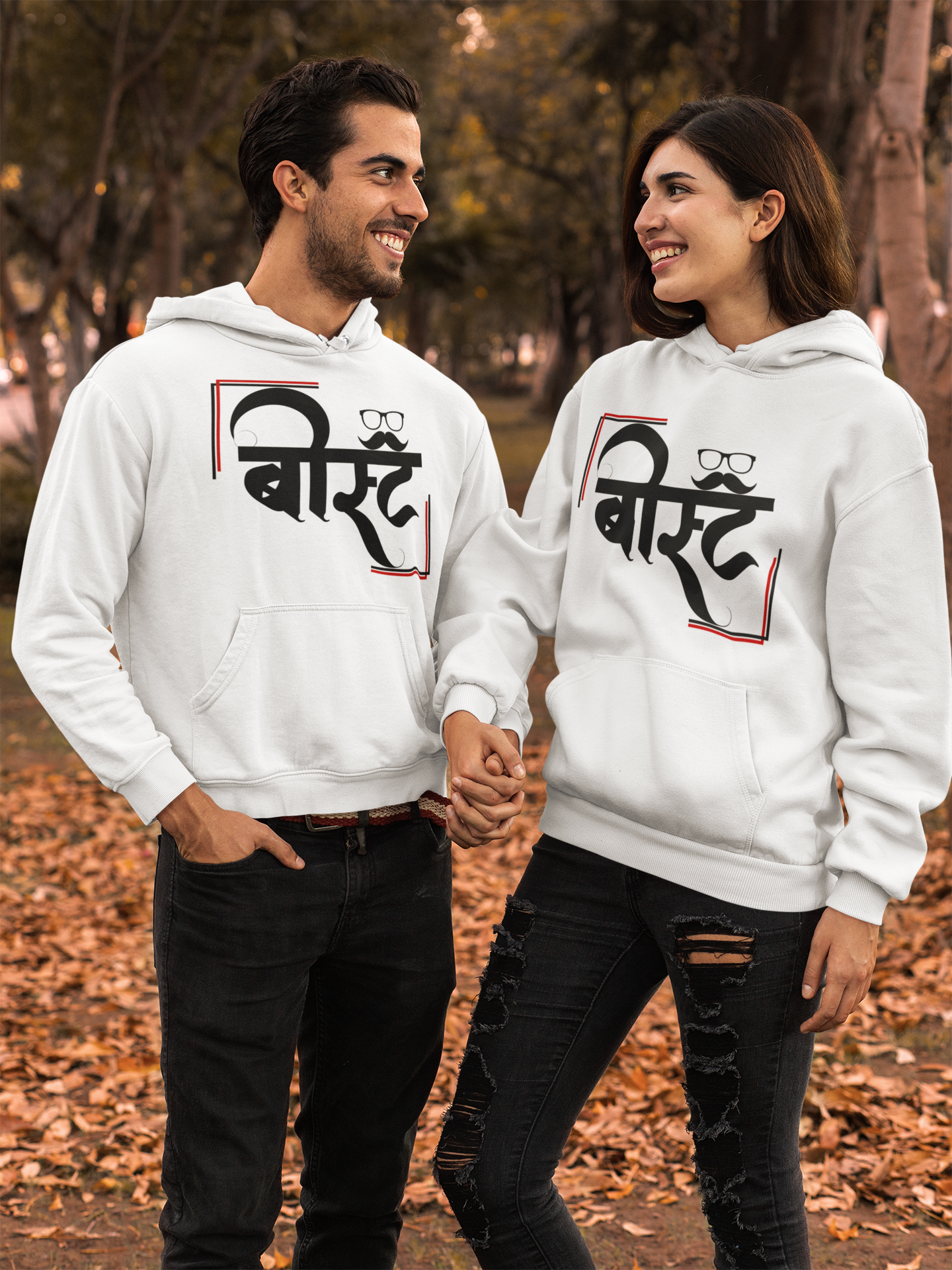 Beauty Beast Couple Hoodie-FunkyTeesClub