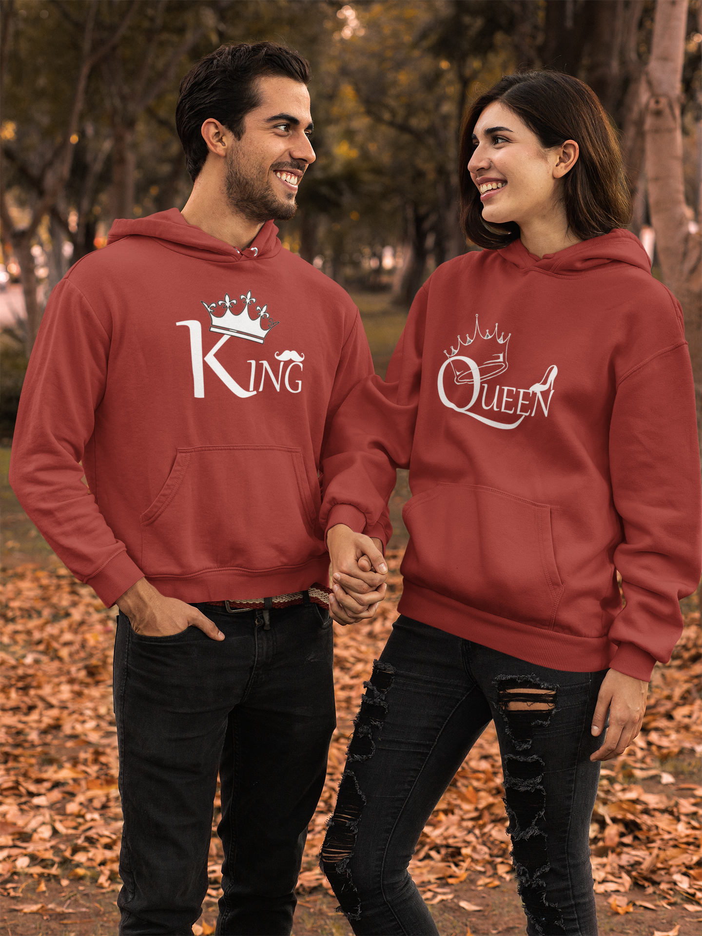 Queen King Couple Hoodie-FunkyTeesClub