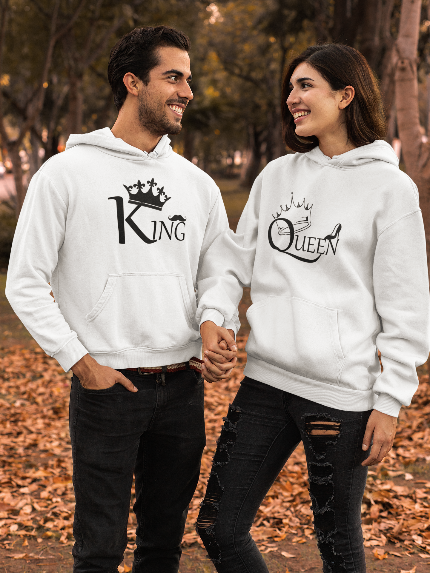 Queen King Couple Hoodie-FunkyTeesClub