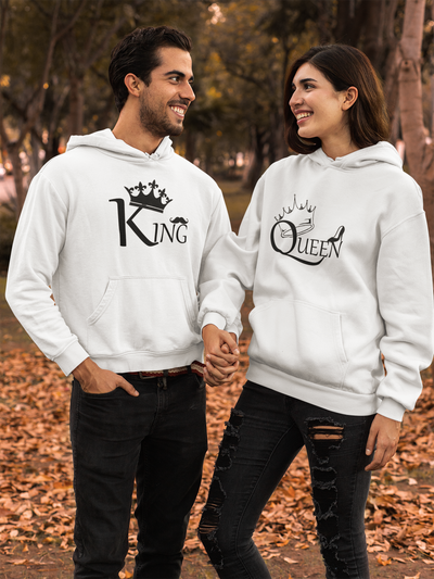 Queen King Couple Hoodie-FunkyTeesClub