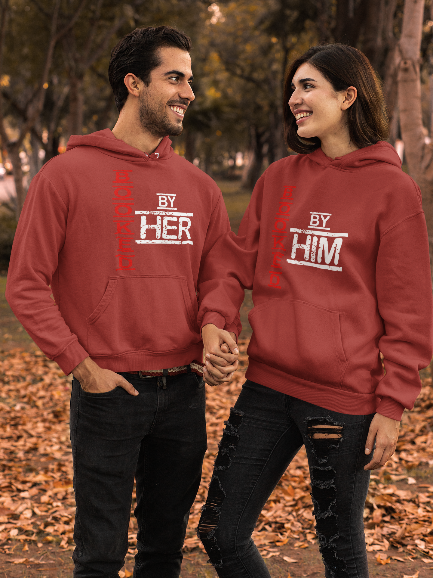 Booked By Him Her Couple Hoodie-FunkyTeesClub