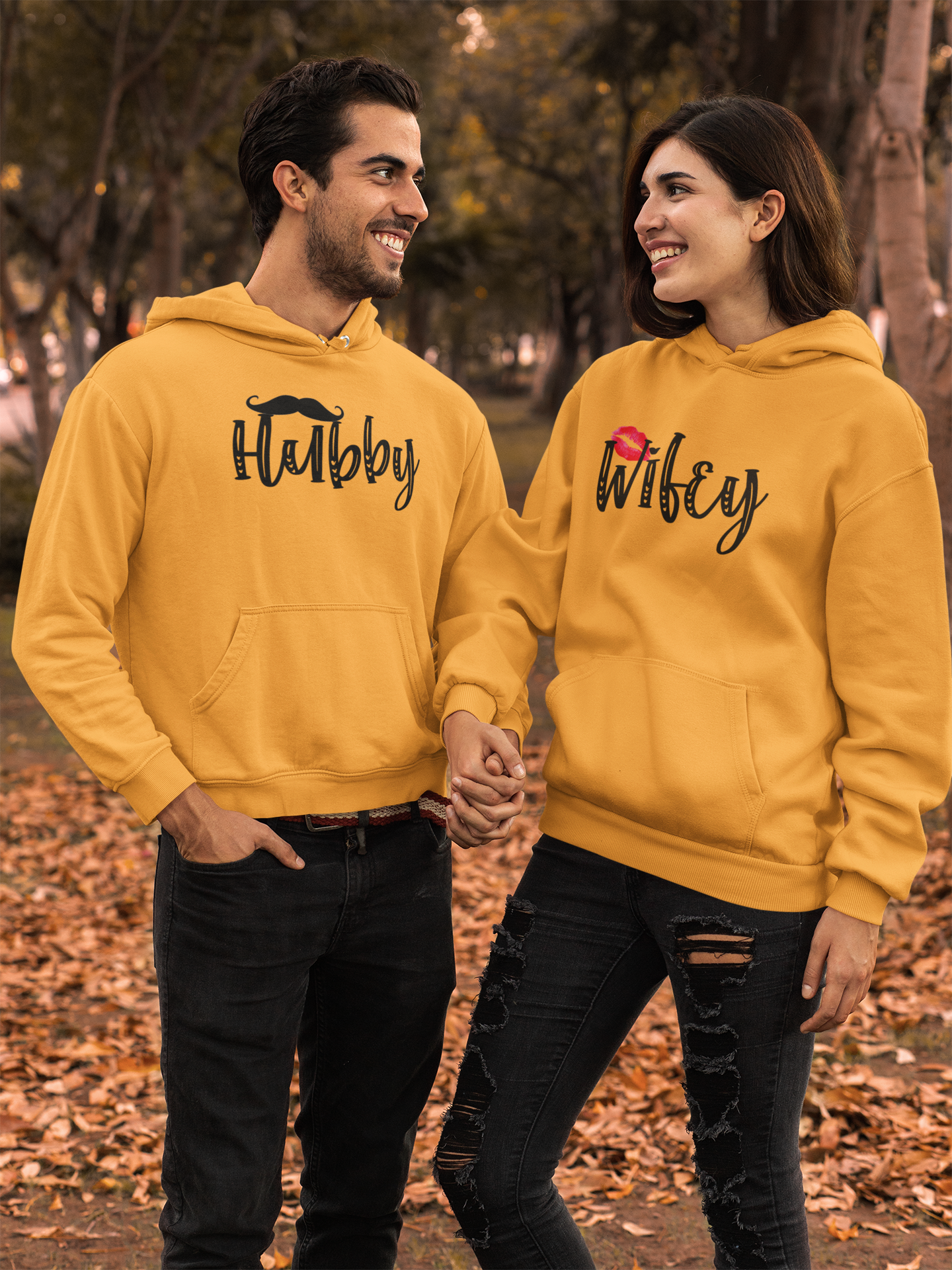 Hubby Wifey Couple Hoodie-FunkyTeesClub