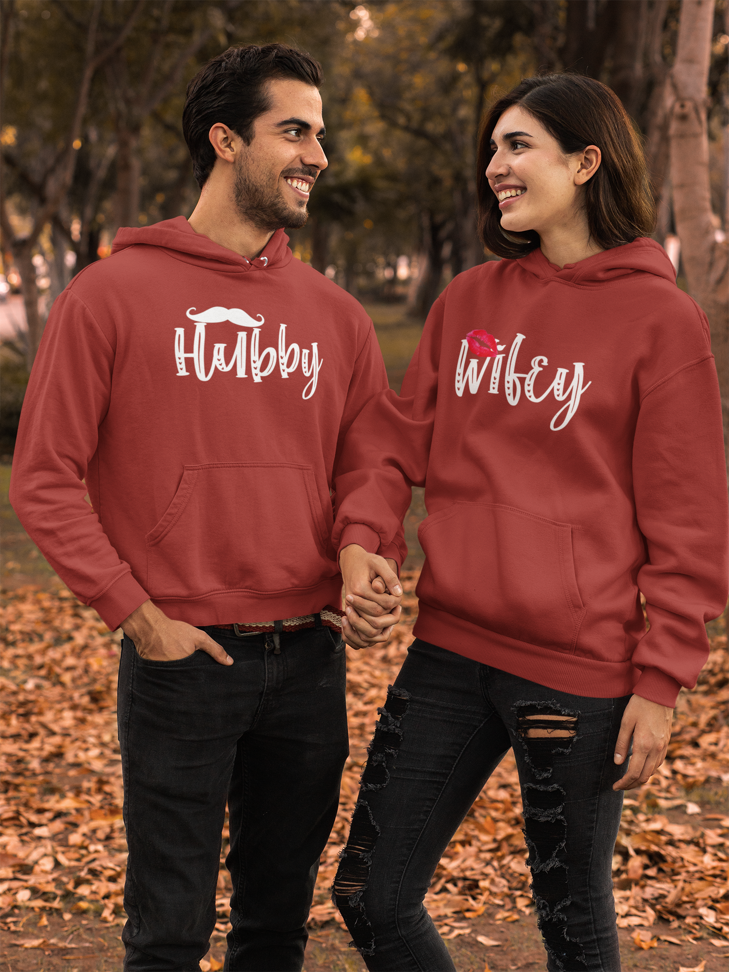 Hubby Wifey Couple Hoodie-FunkyTeesClub