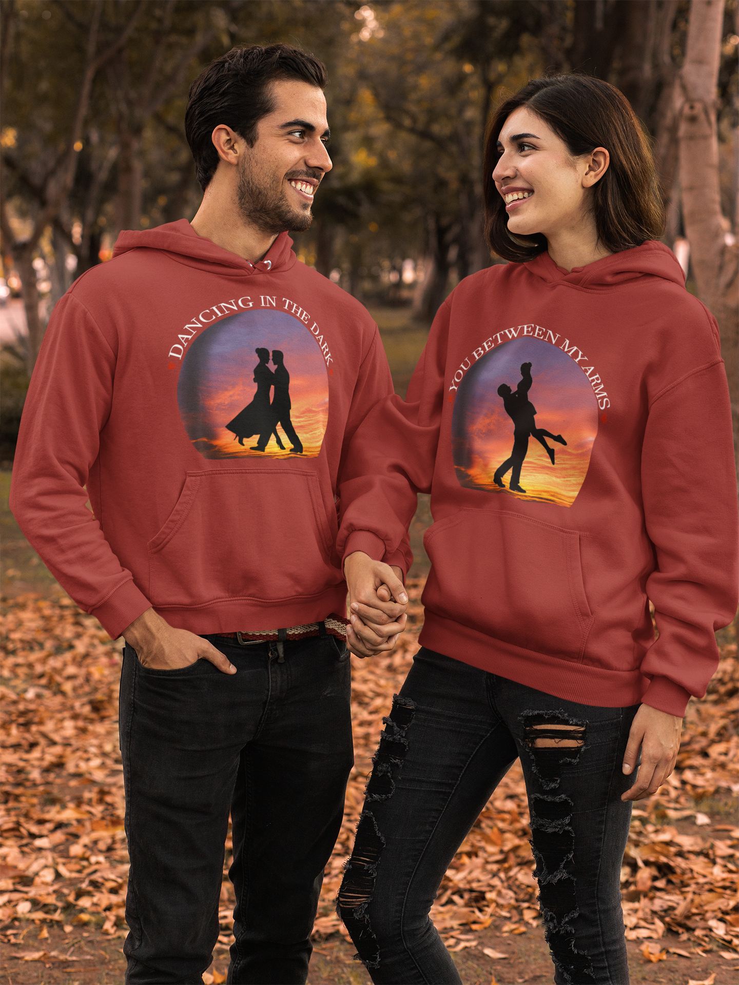Dancing In The Dark You Between My Arms Couple Hoodie-FunkyTeesClub