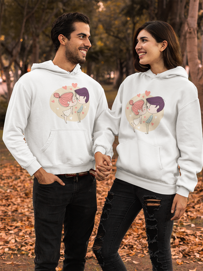 Line Art Couple Hoodie-FunkyTeesClub