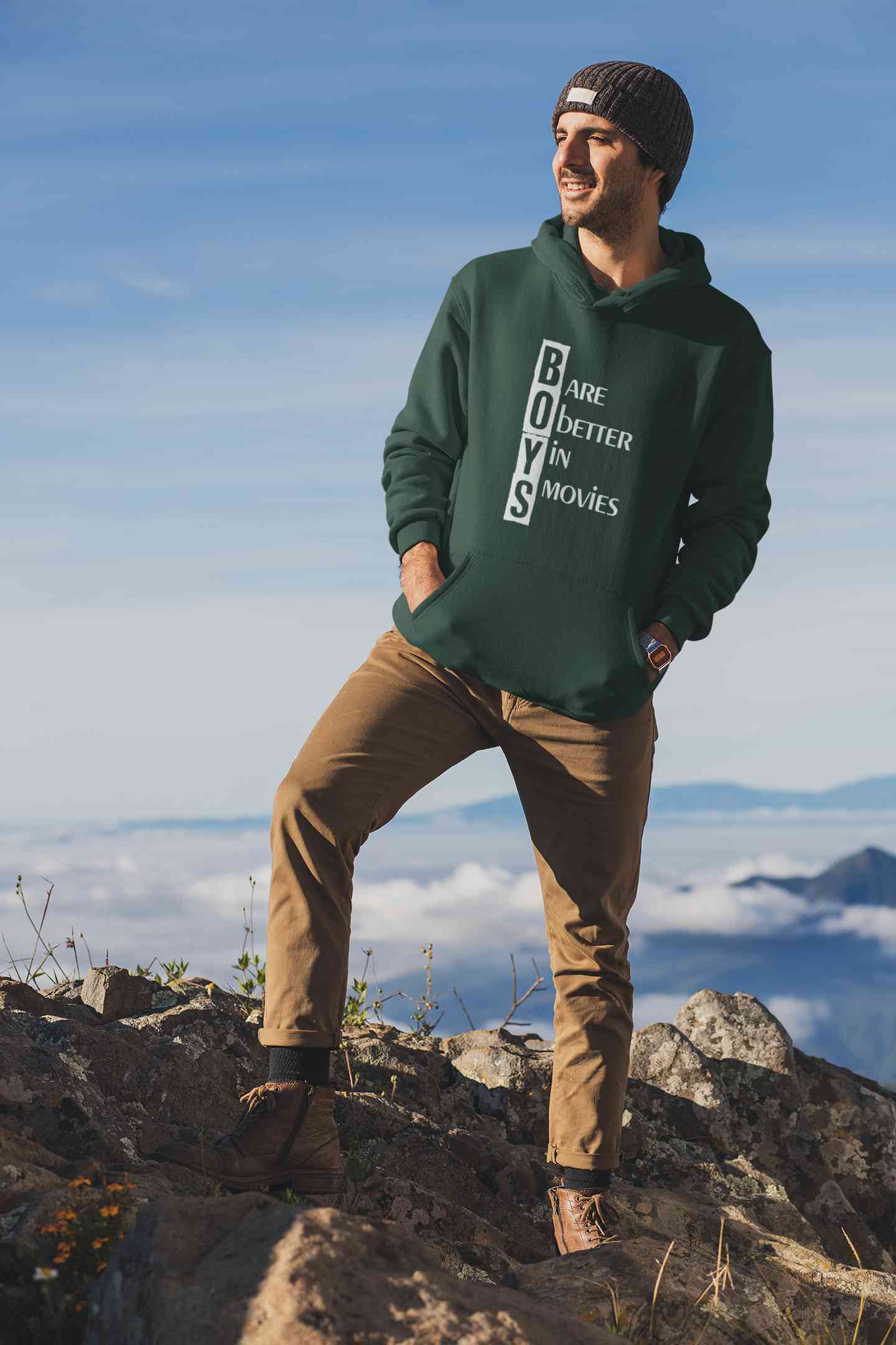 Boys Are Better In Movies Typography Men Hoodies-FunkyTeesClub