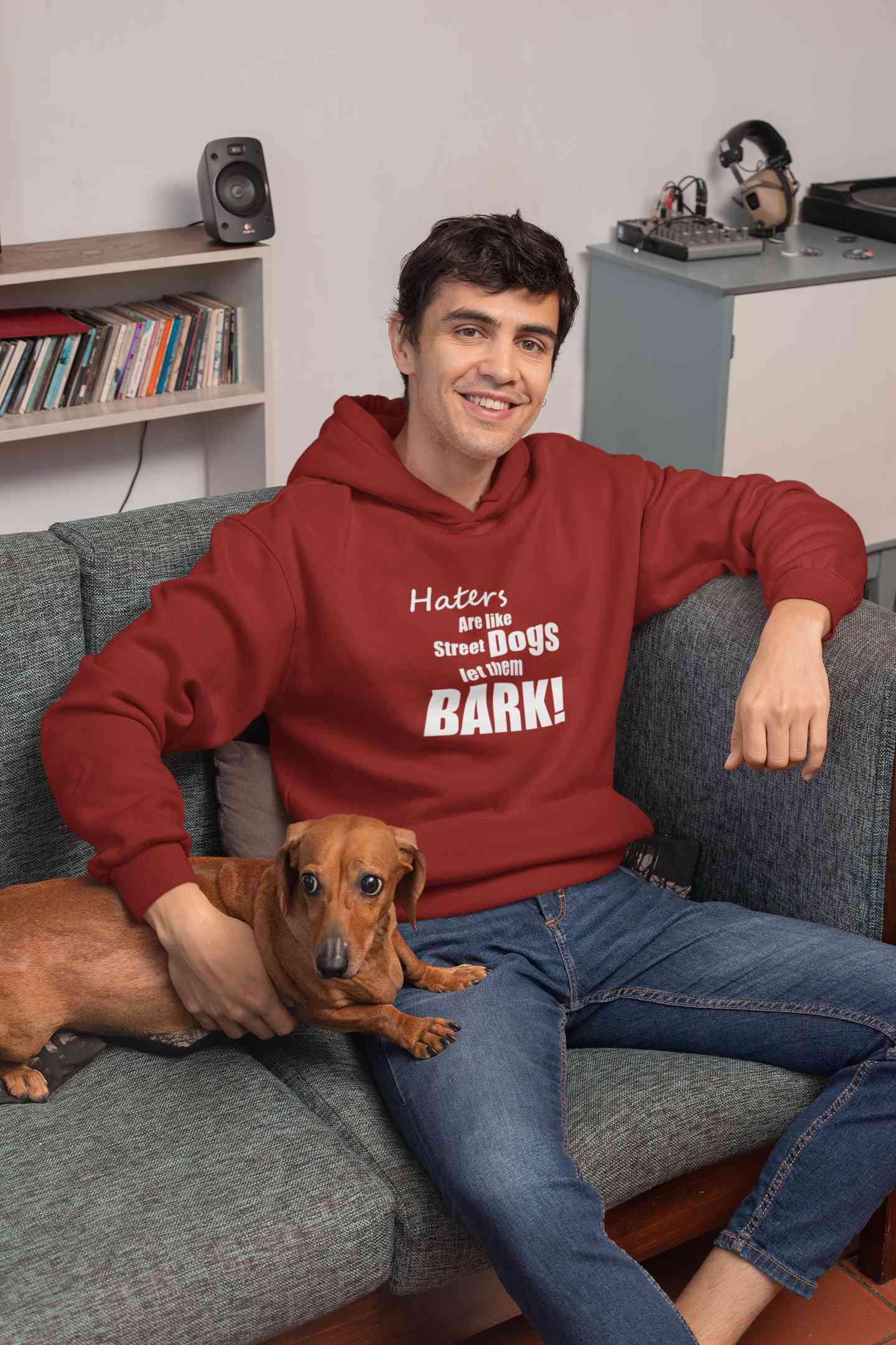 Haters Are Like Street Dogs Let Them Bark Typography Men Hoodies-FunkyTeesClub