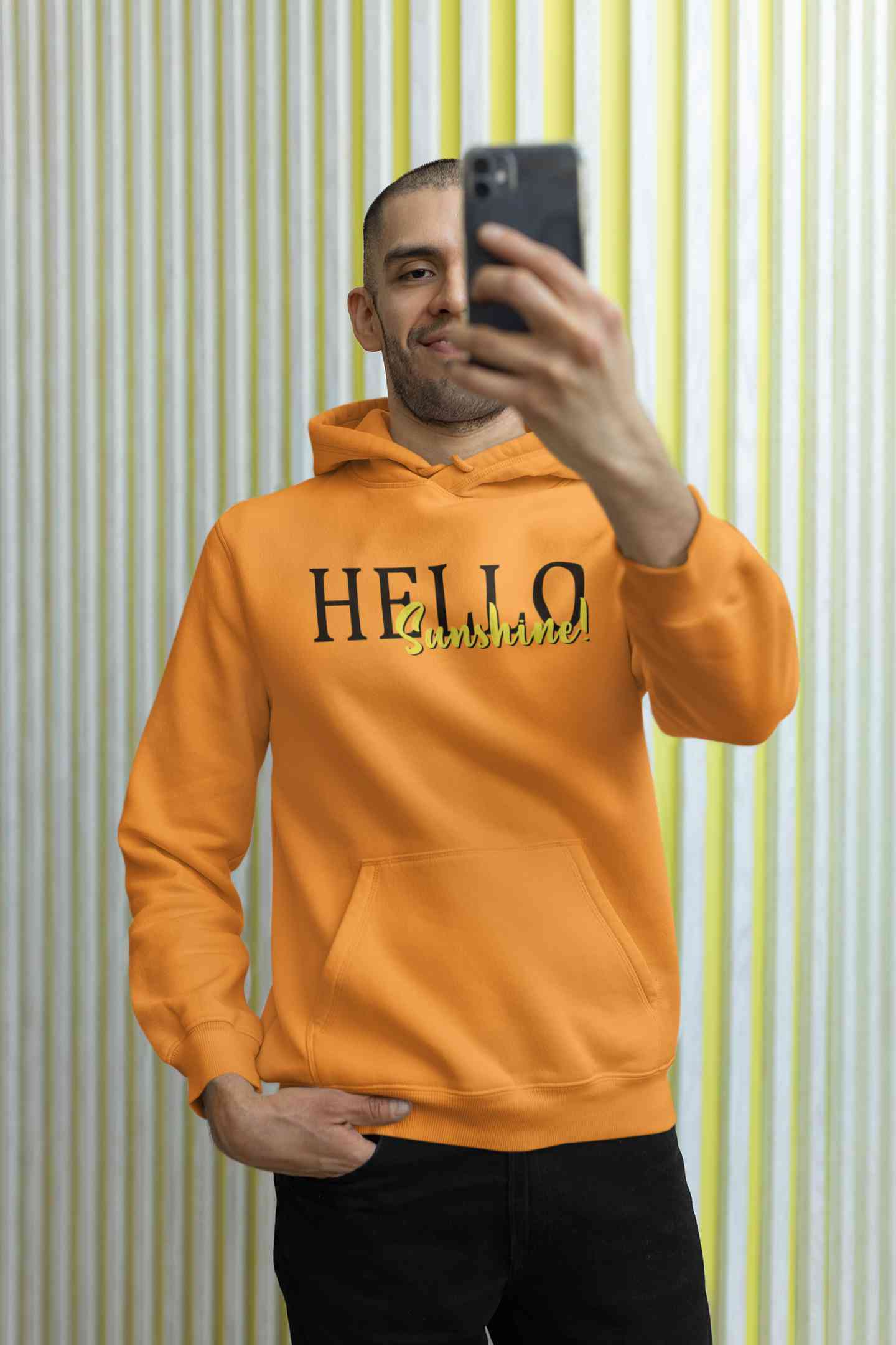 Hello Sunshine Typography Men Hoodies-FunkyTeesClub
