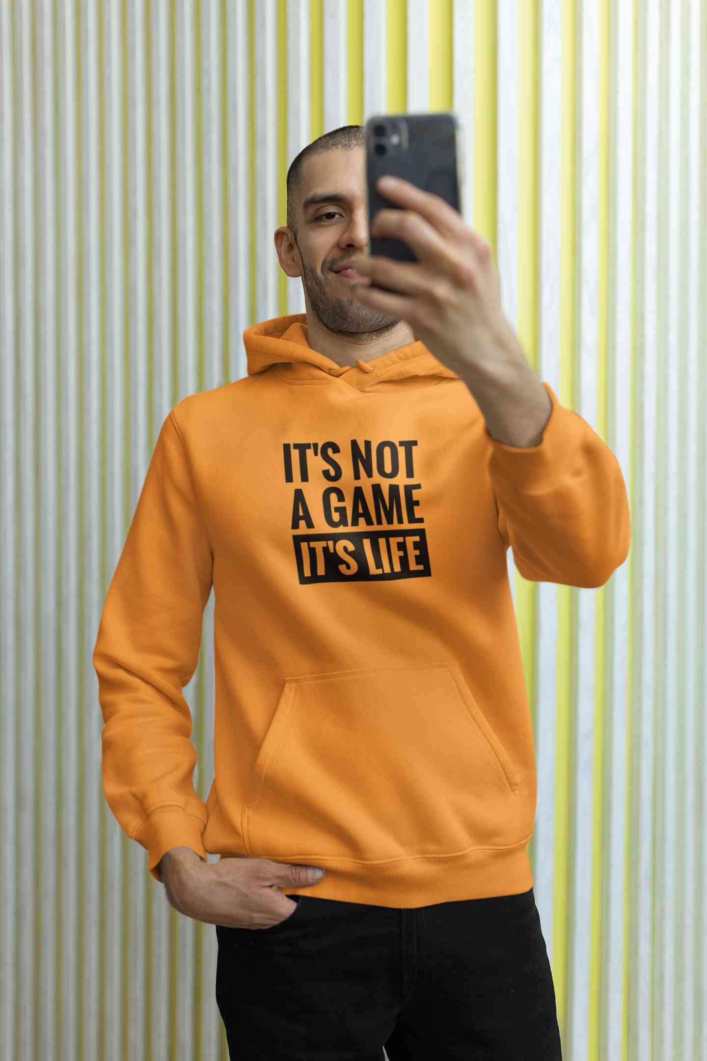 Its Not A Game Its Life Typography Men Hoodies-FunkyTeesClub