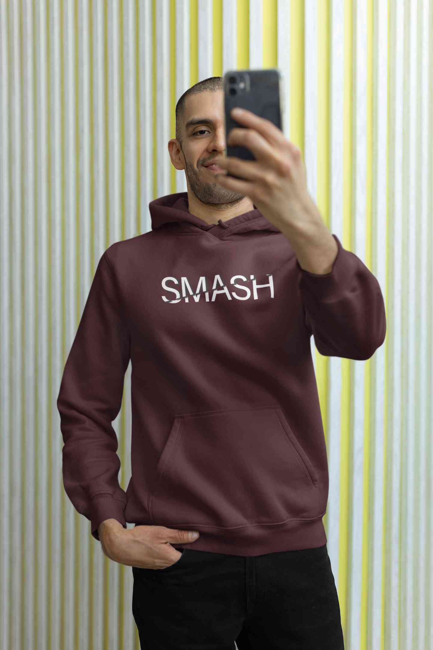 Smash Typography Men Hoodies-FunkyTeesClub