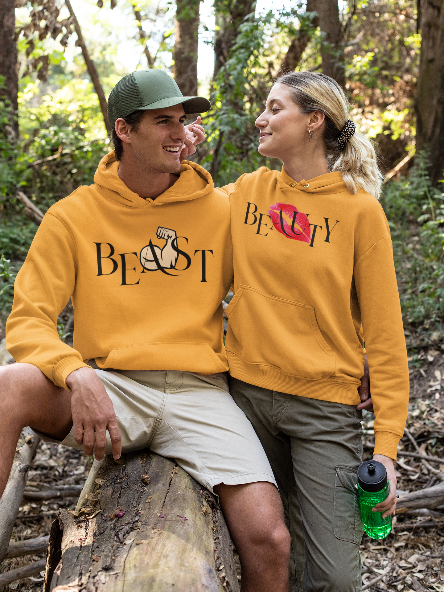 Beauty Beast Couple Hoodie-FunkyTeesClub