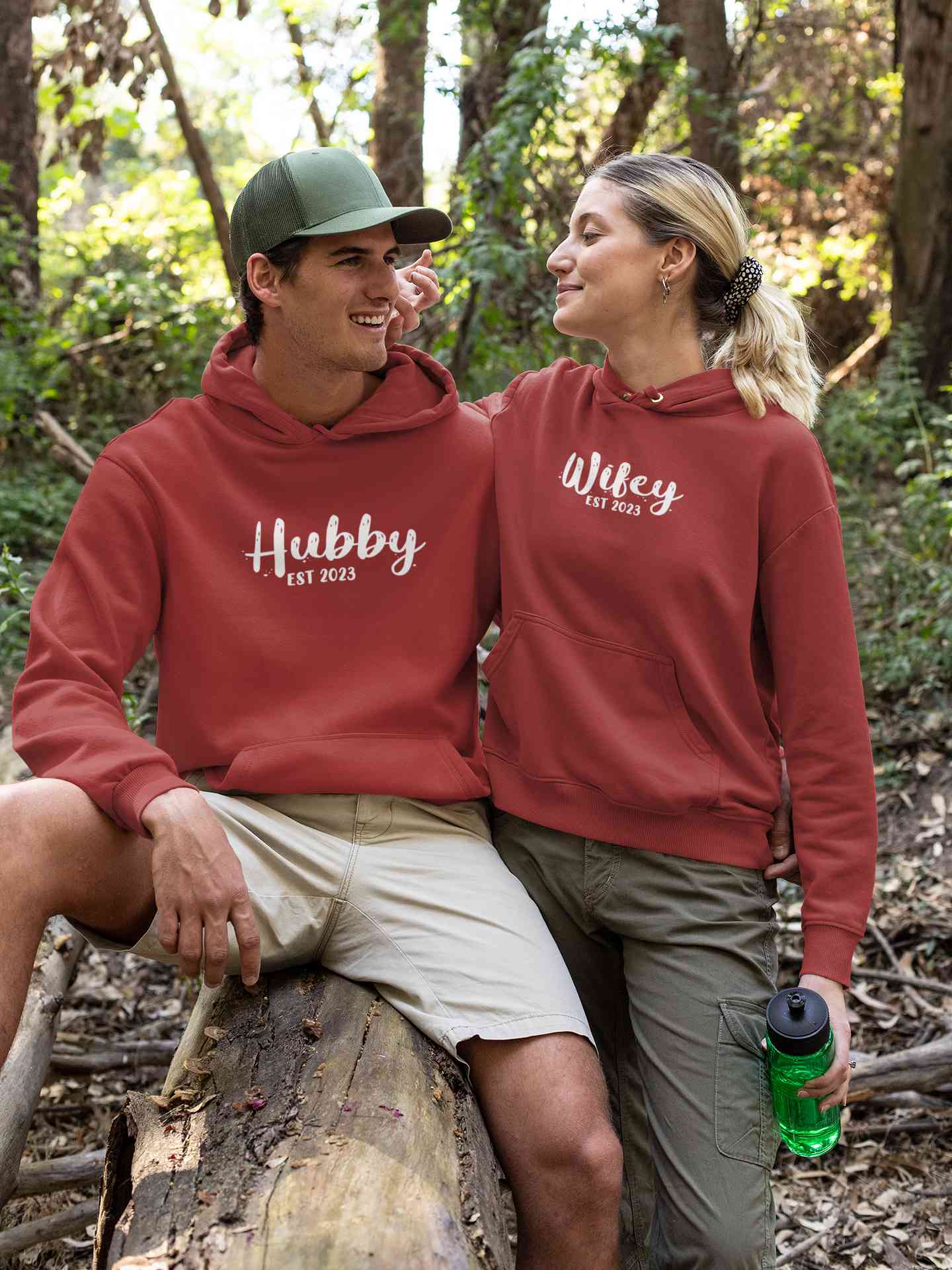 Hubby Wifey Est 2023 Couple Hoodie-FunkyTeesClub