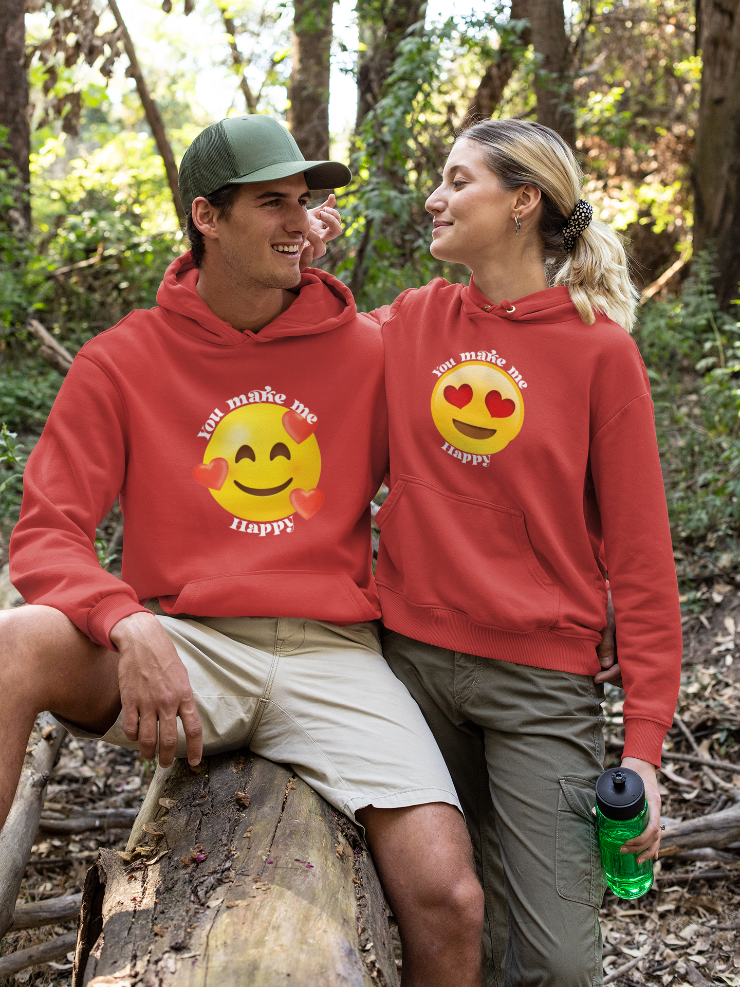 You Make Me Happpy Couple Hoodie-FunkyTeesClub