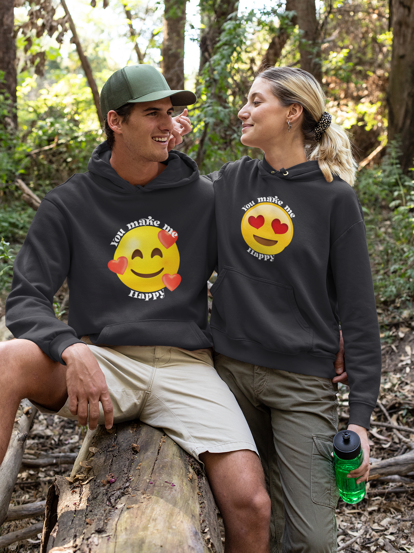 You Make Me Happpy Couple Hoodie-FunkyTeesClub