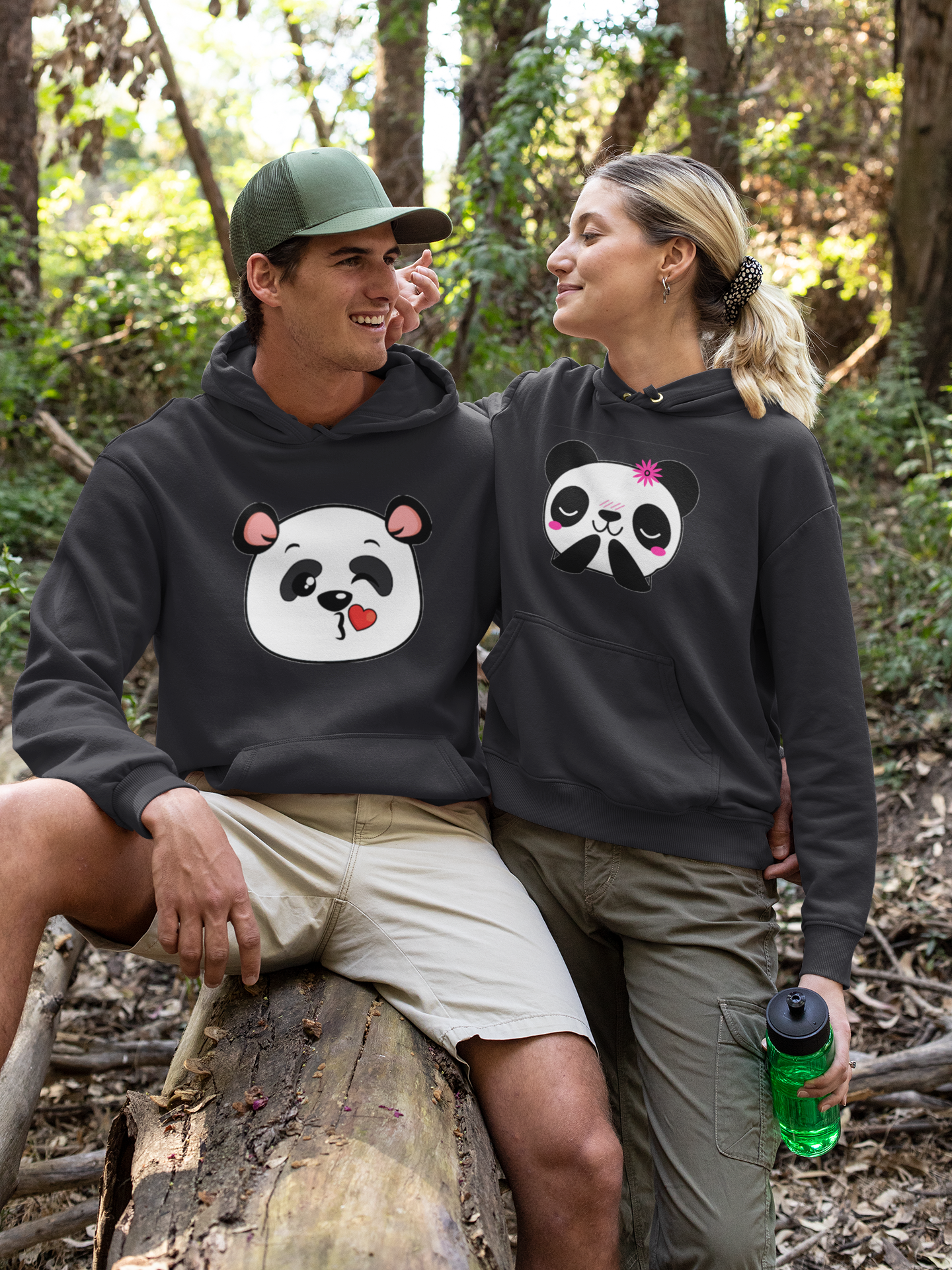Panda Love Couple Hoodie-FunkyTeesClub
