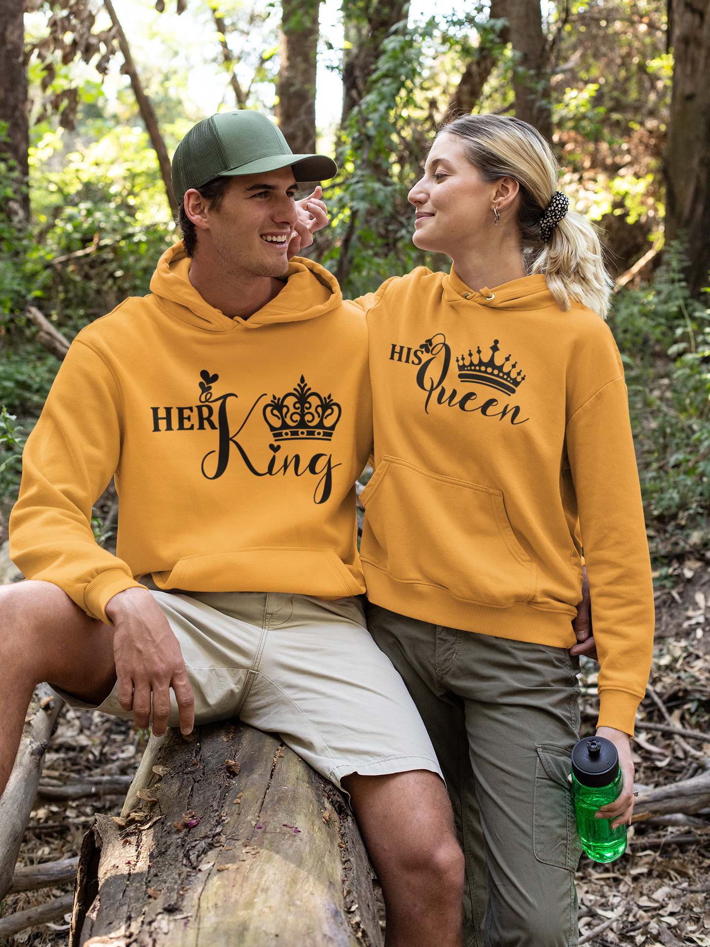 Her King His Queen Couple Hoodie-FunkyTeesClub