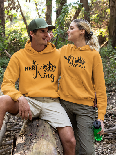 Her King His Queen Couple Hoodie-FunkyTeesClub