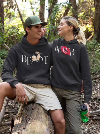 Beauty Beast Couple Hoodie-FunkyTeesClub