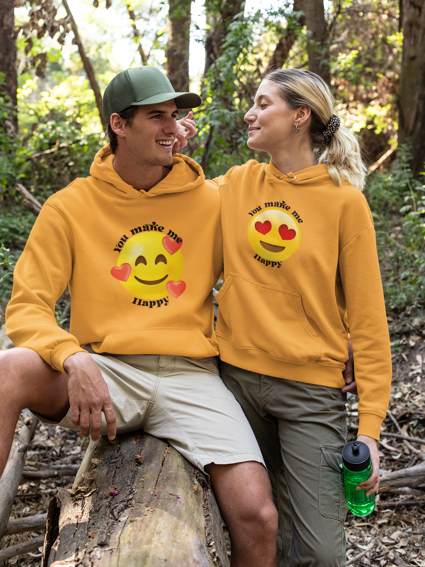 You Make Me Happpy Couple Hoodie-FunkyTeesClub