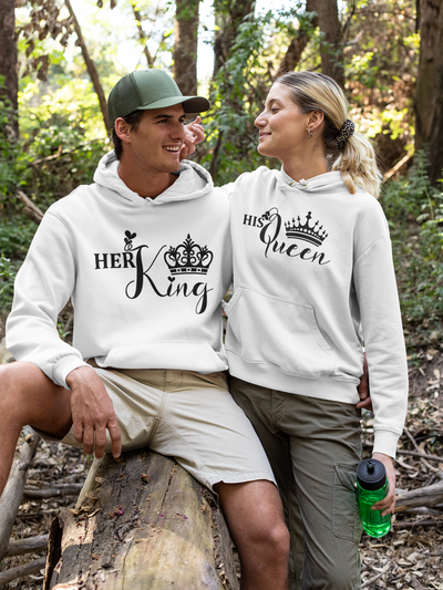 Her King His Queen Couple Hoodie-FunkyTeesClub
