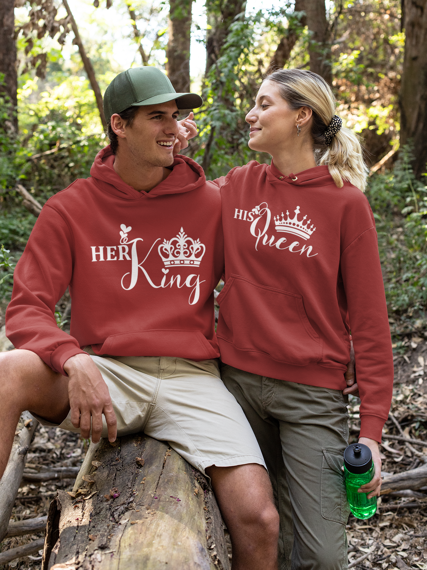 Her King His Queen Couple Hoodie-FunkyTeesClub