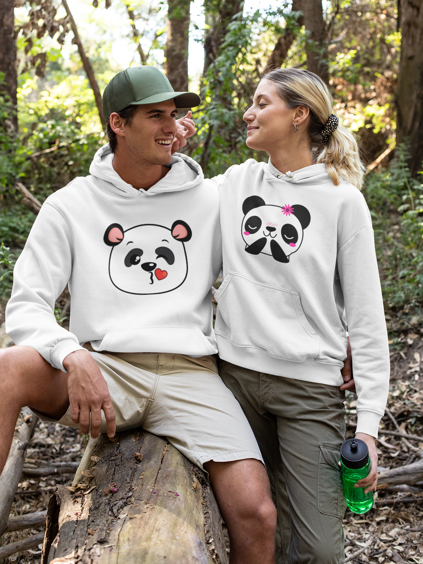 Panda Love Couple Hoodie-FunkyTeesClub