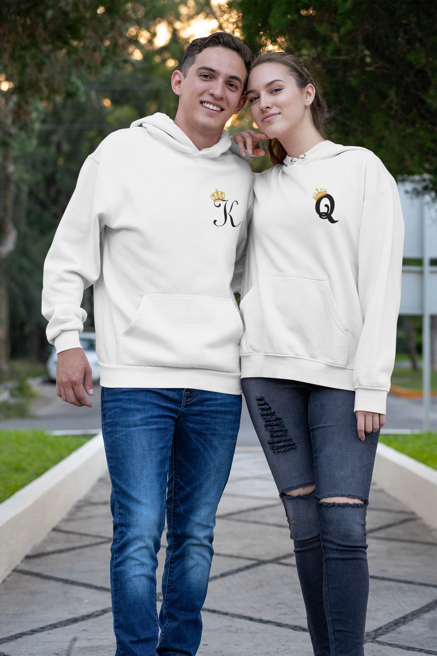 King Queen Couple Hoodie-FunkyTeesClub