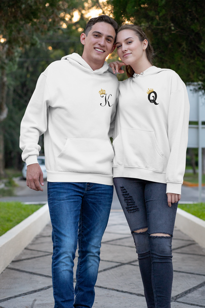 King Queen Couple Hoodie-FunkyTeesClub